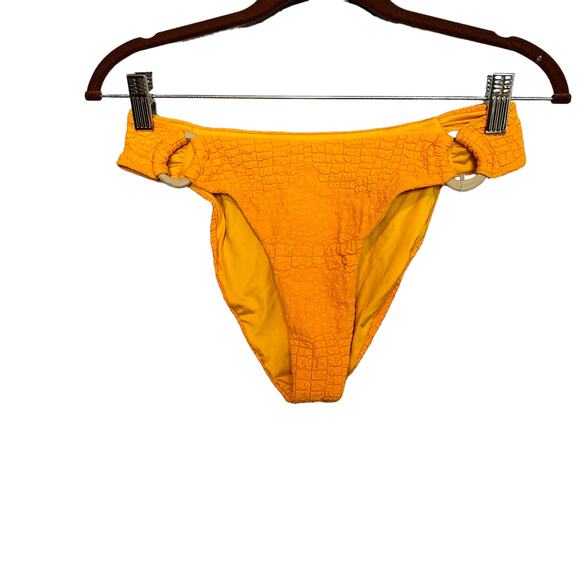 Revel Rey Bright Orange Bikini Bottom LARGE Croc Cheeky Texture Ring $95 NEW - Picture 4 of 7